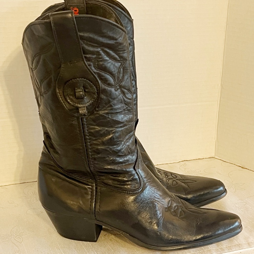 Vintage Laredo Black Leather Western Cowboy Boots Womens Sz 6.5